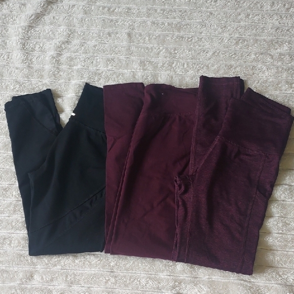 aerie Pants - Aerie Women's Black and Burgundy Leggings